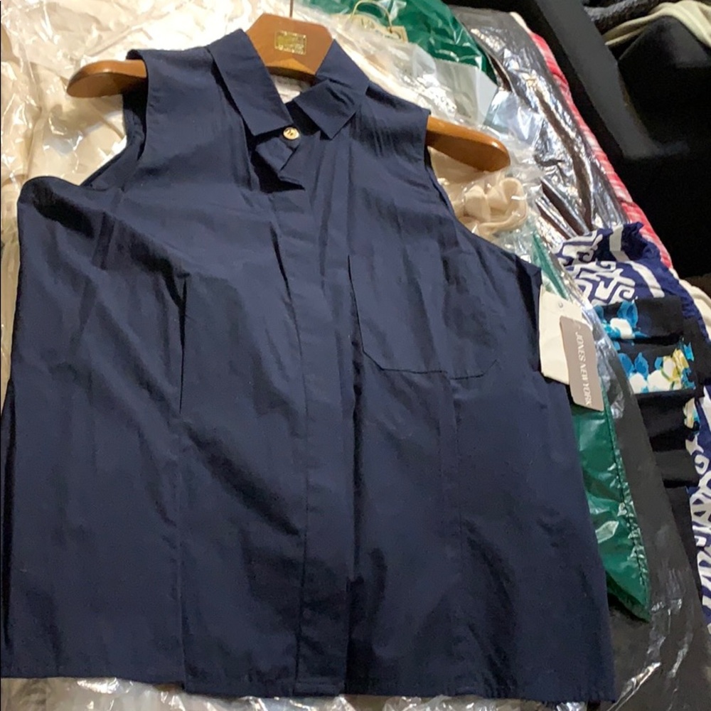 Navy blue sleeveless button down sz 14 Jones of NY